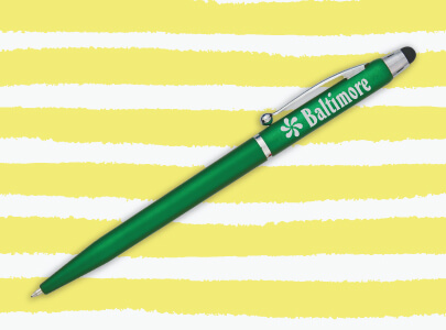 Custom Decorated Pad Printed Twist Pen for Baltimore, Maryland.